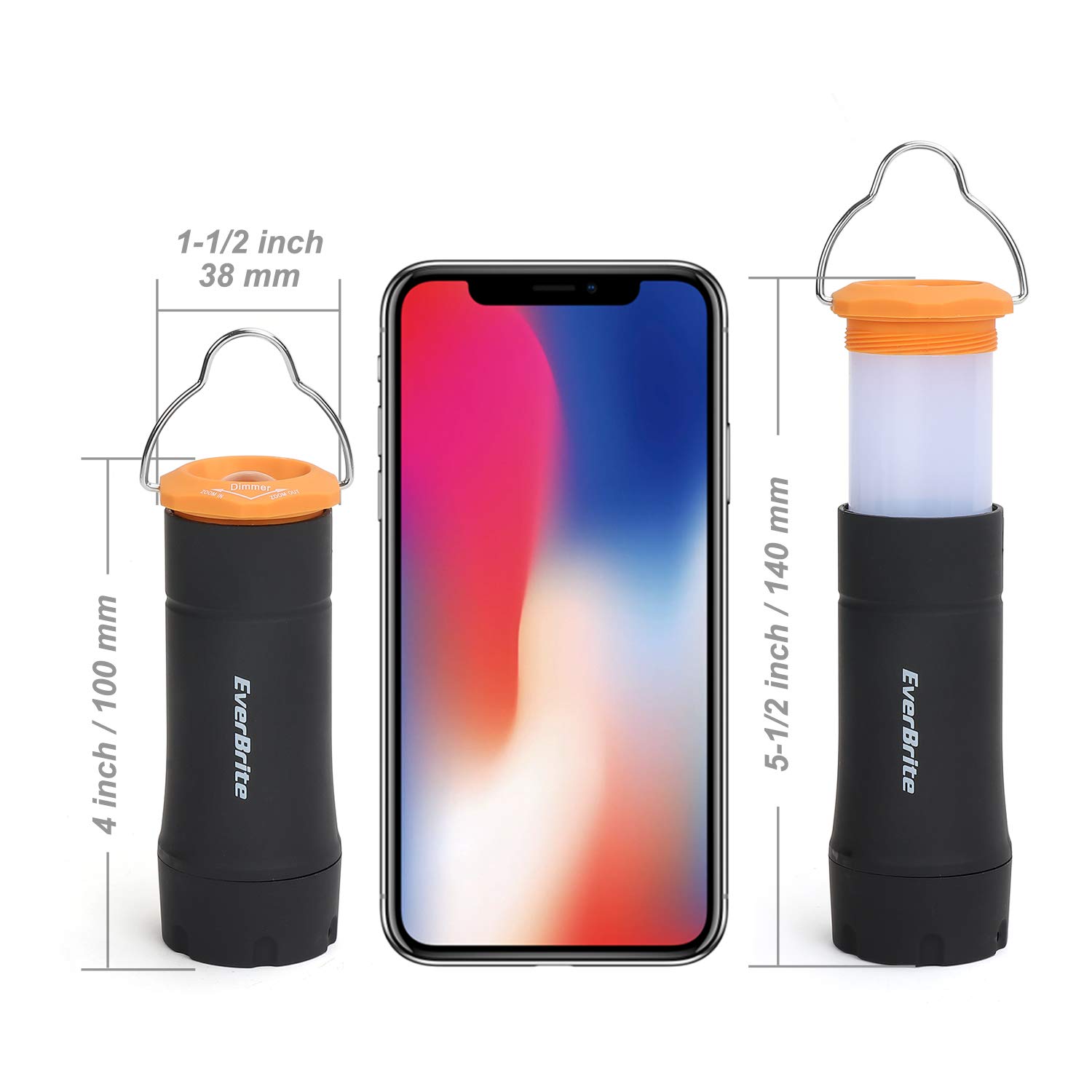 EverBrite 2-in-1 Mini Lanterns and Flashlights with 3 Modes, 2 Pack Portable Outdoor LED Zoomable Torches, Camping Essentials for Hurricane, Hiking, Night Walking, Emergency, Outdoor Lights - Image 4