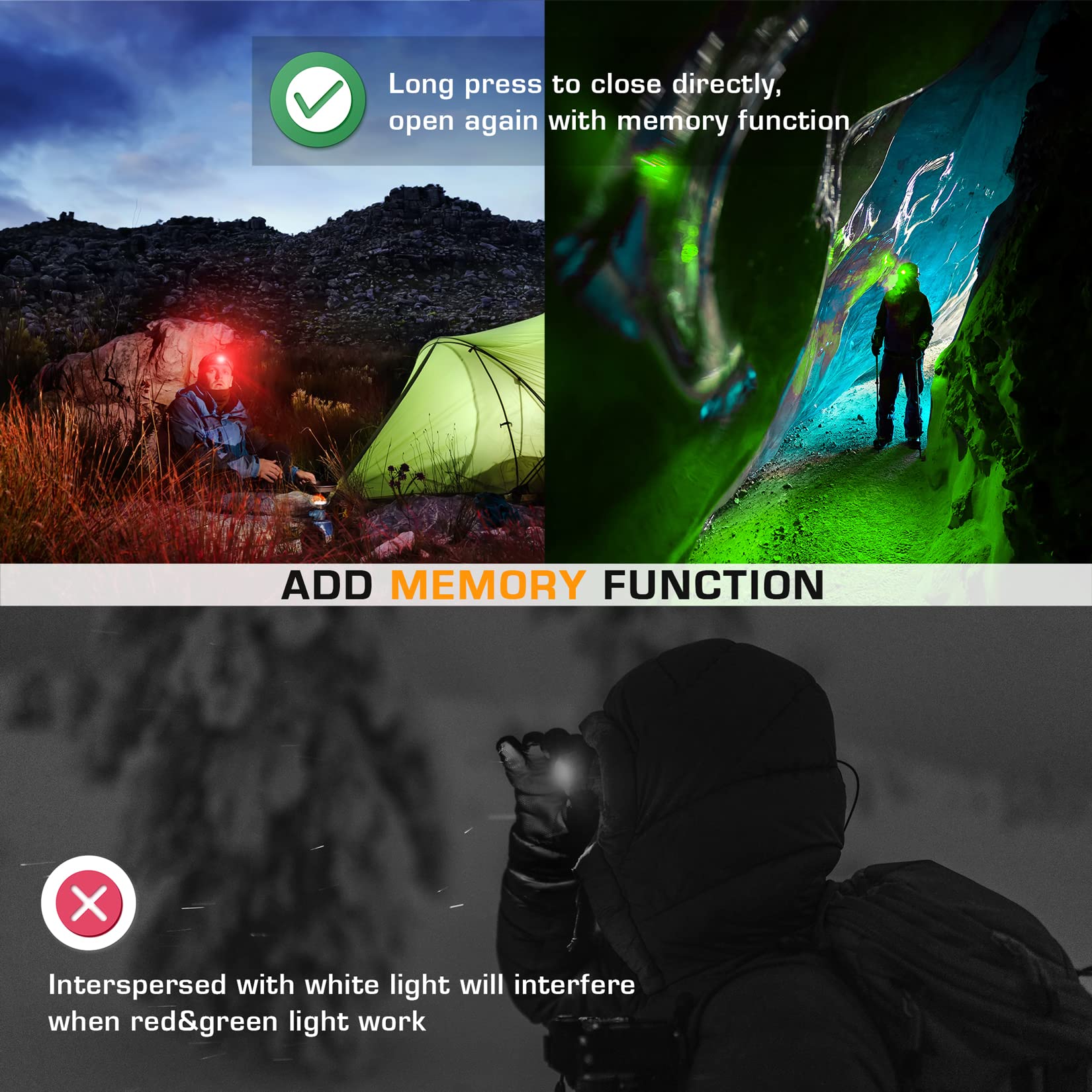EverBrite Headlamp, 5 Pack Kids Headlamp with Red Light and Memory Function, Head Lamp for Adults and Kids with 5 Modes, Bright Headlamps for Camping, Running, Christmas Gifts, Batteries Included - Image 5