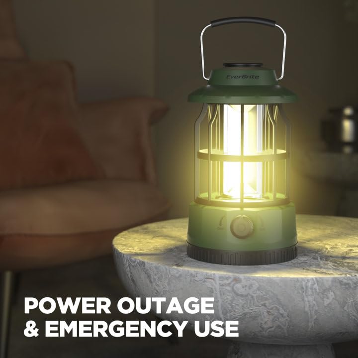 EverBrite LED Camping Lantern, USB C Rechargeable Lantern with Stepless Dimming, Vintage Portable Camping Lights & Lanterns, Lanterns for Power Outages, Hurricane, Emergency, Fishing, Home and More - Image 6
