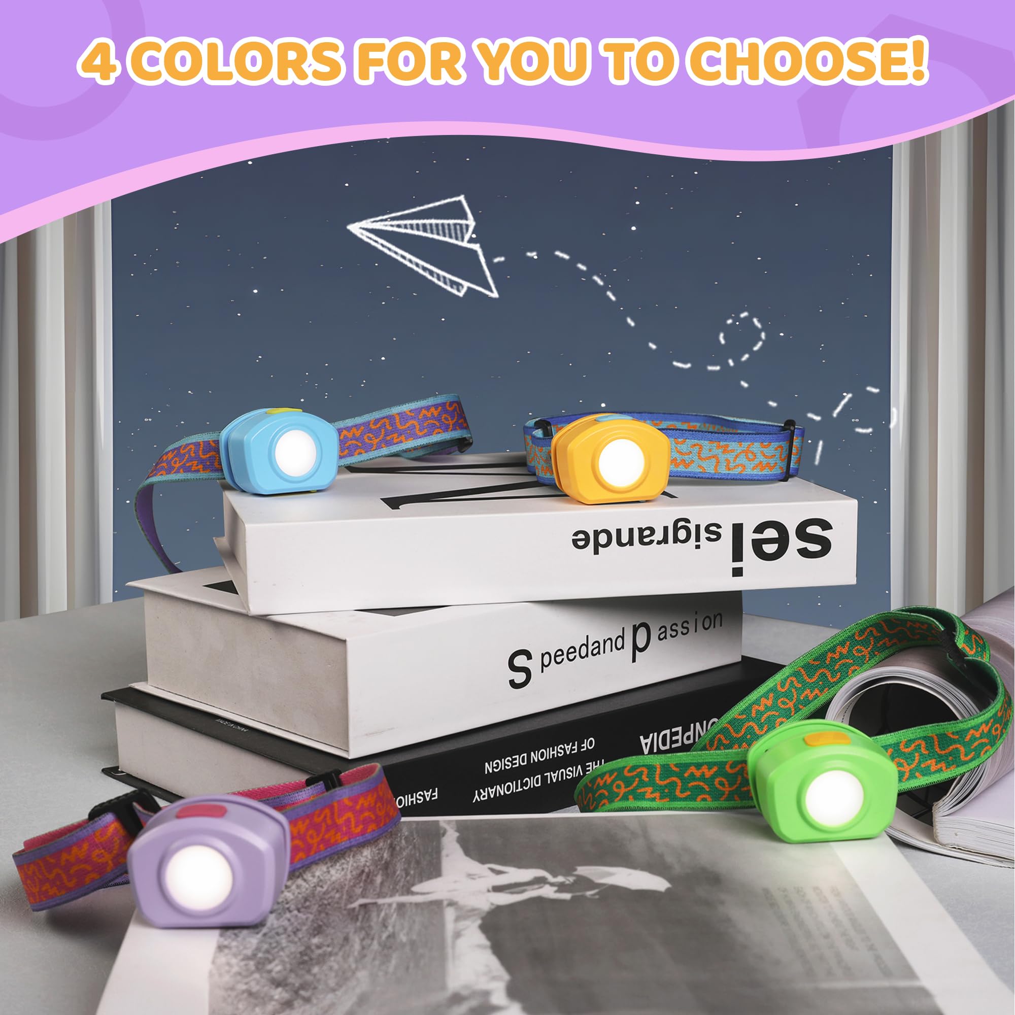 EverBrite LED Headlamp Rechargeable Kids Headlamp with RGB Mode and Adjustable Headband, 3 Modes Multicolor Headlamp for Camping, Reading, Exploring, Halloween, Christmas-2 Pack - Image 9