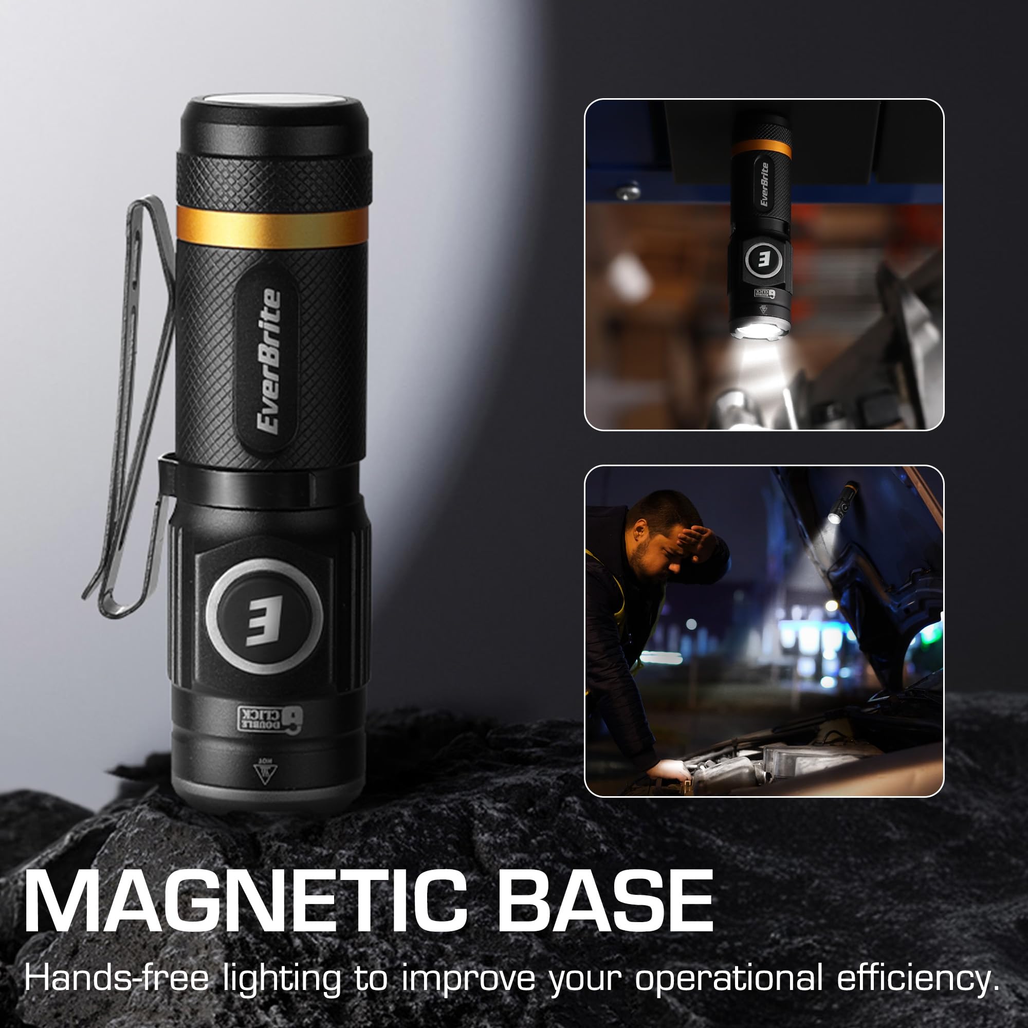 EverBrite Mini Flashlight, Rechargeable Flashlight with USB C Cable, 5 Light Modes Pocket Flashlight, 500 Lumens Magnetic Flashlight with Clip for Repair, Outdoors, Emergency - Image 6